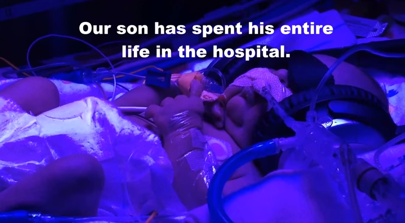Collin har tillbringat hela sitt liv på sjukhuset, sen han föddes för tidigt i juli i år. 
